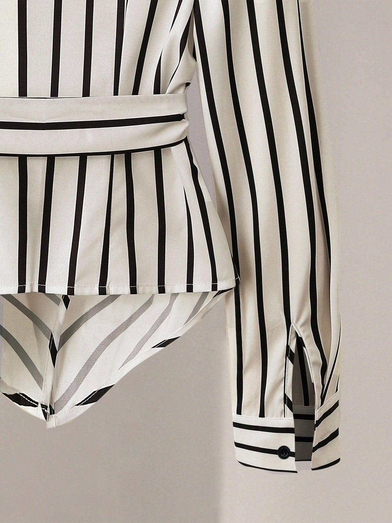 Striped Twist Waist Long Sleeve Shirt