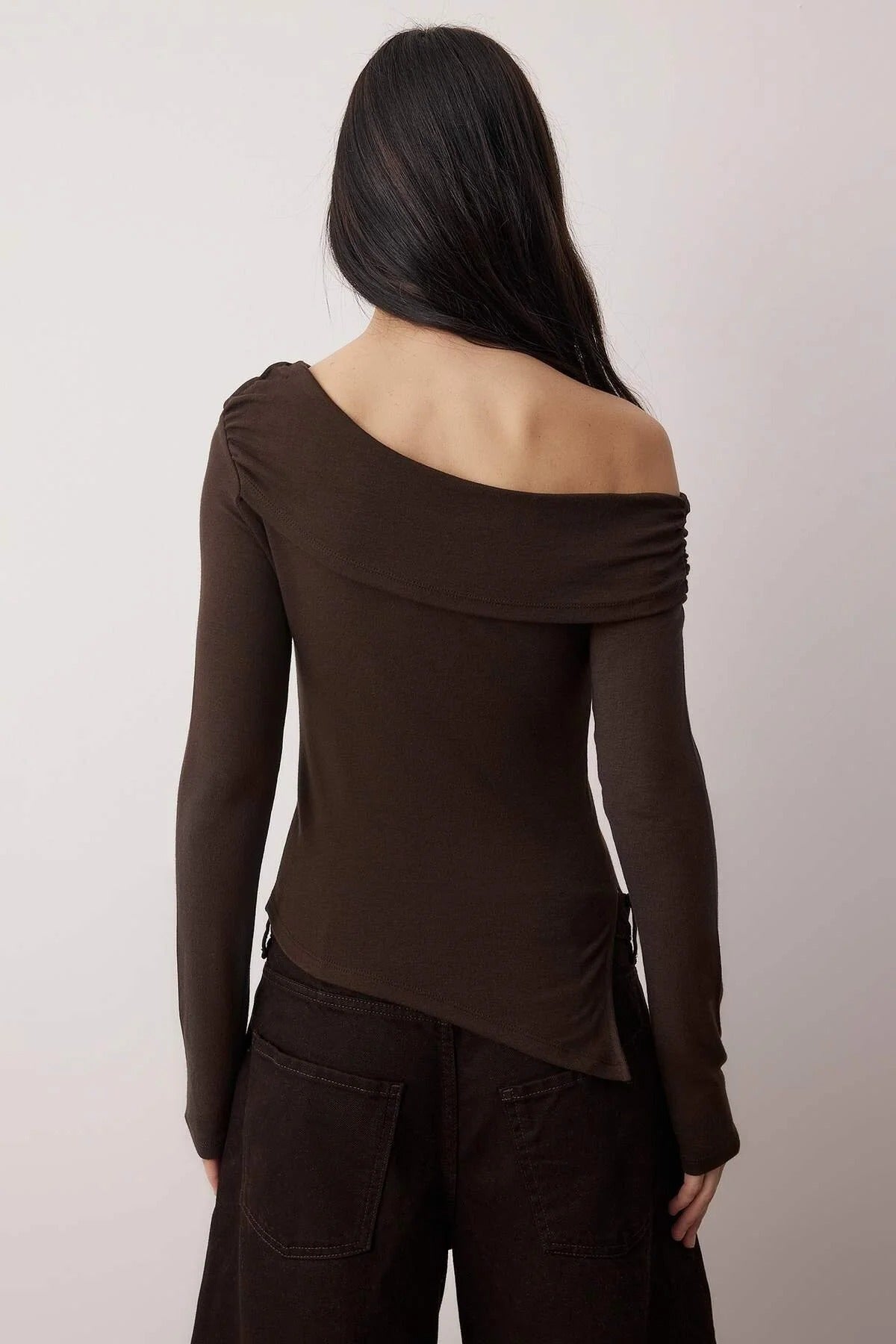 Brown Knitted Blouse for Women