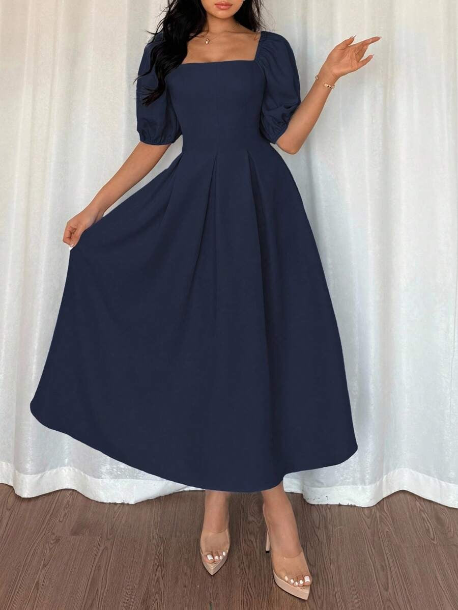 French Draped Hem A-Line Dress