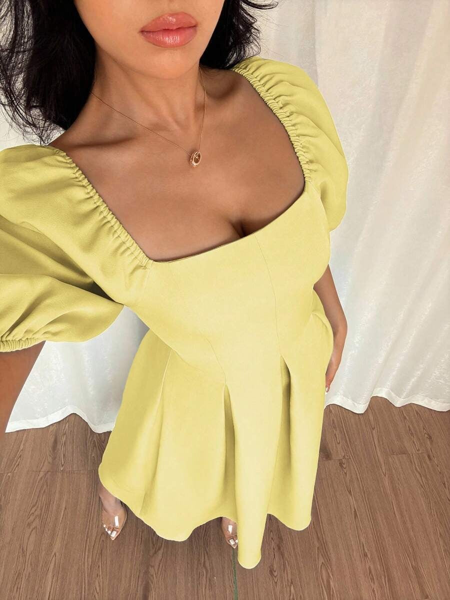 French Draped Hem A-Line Dress