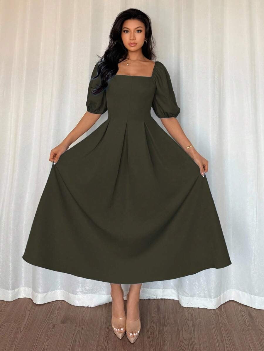 French Draped Hem A-Line Dress