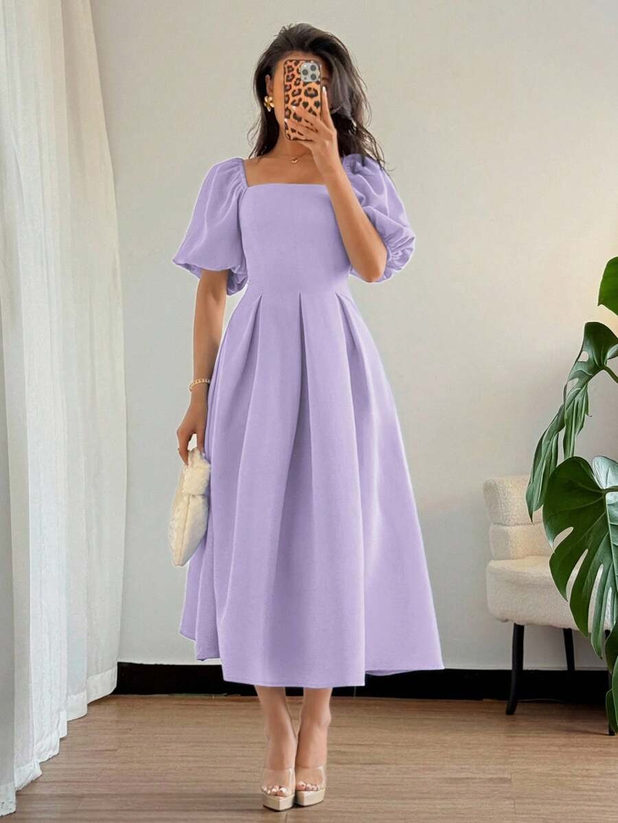French Draped Hem A-Line Dress