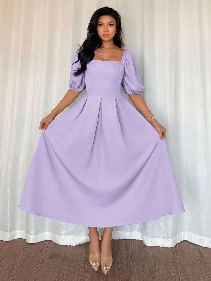 French Draped Hem A-Line Dress