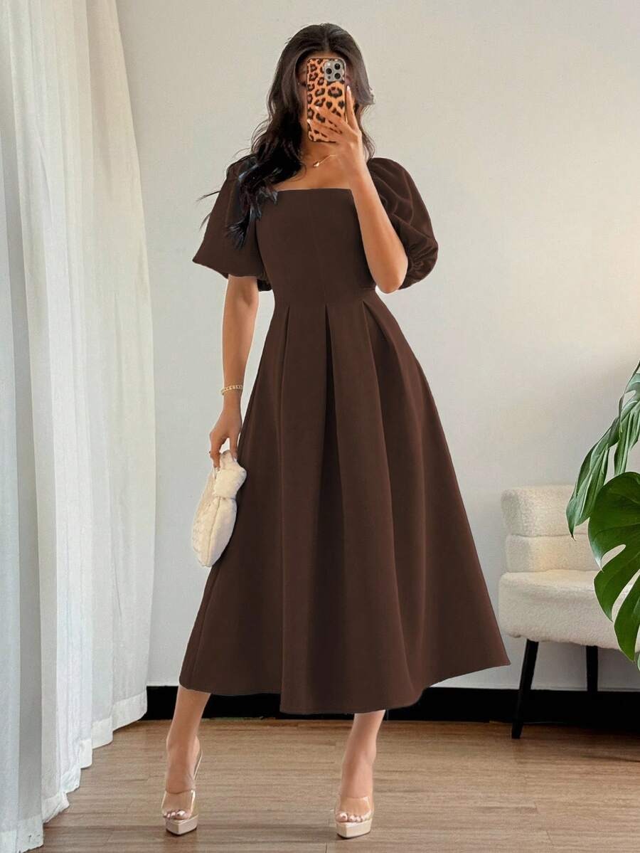 French Draped Hem A-Line Dress