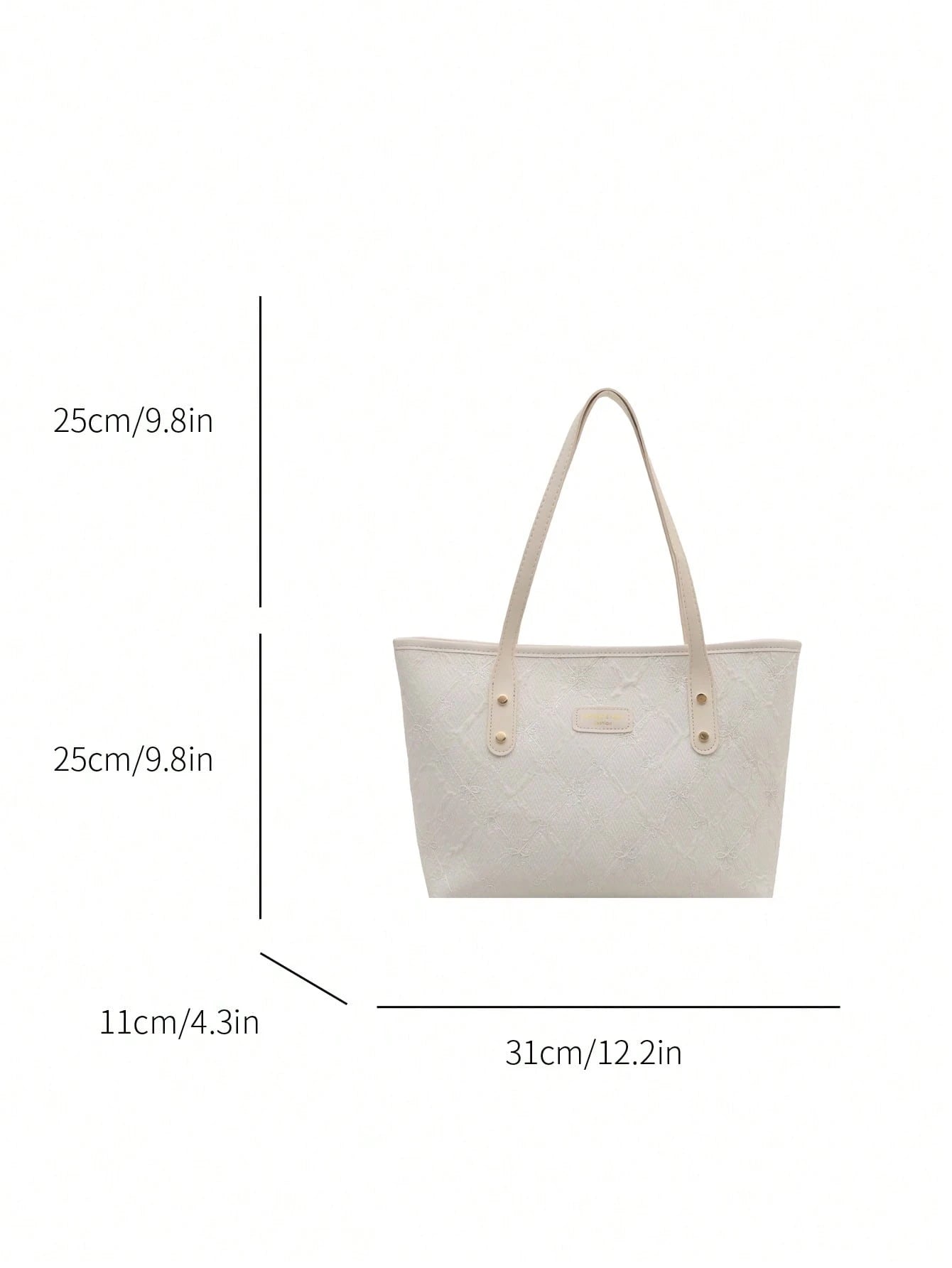 White Embossed Classic Tote Bag