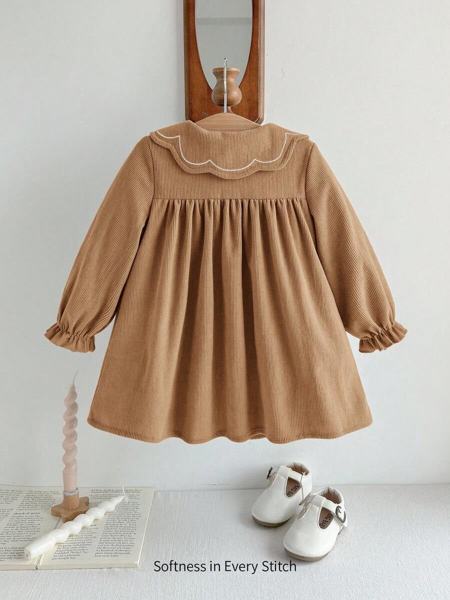 Floral Collared Long Sleeve kids Dress