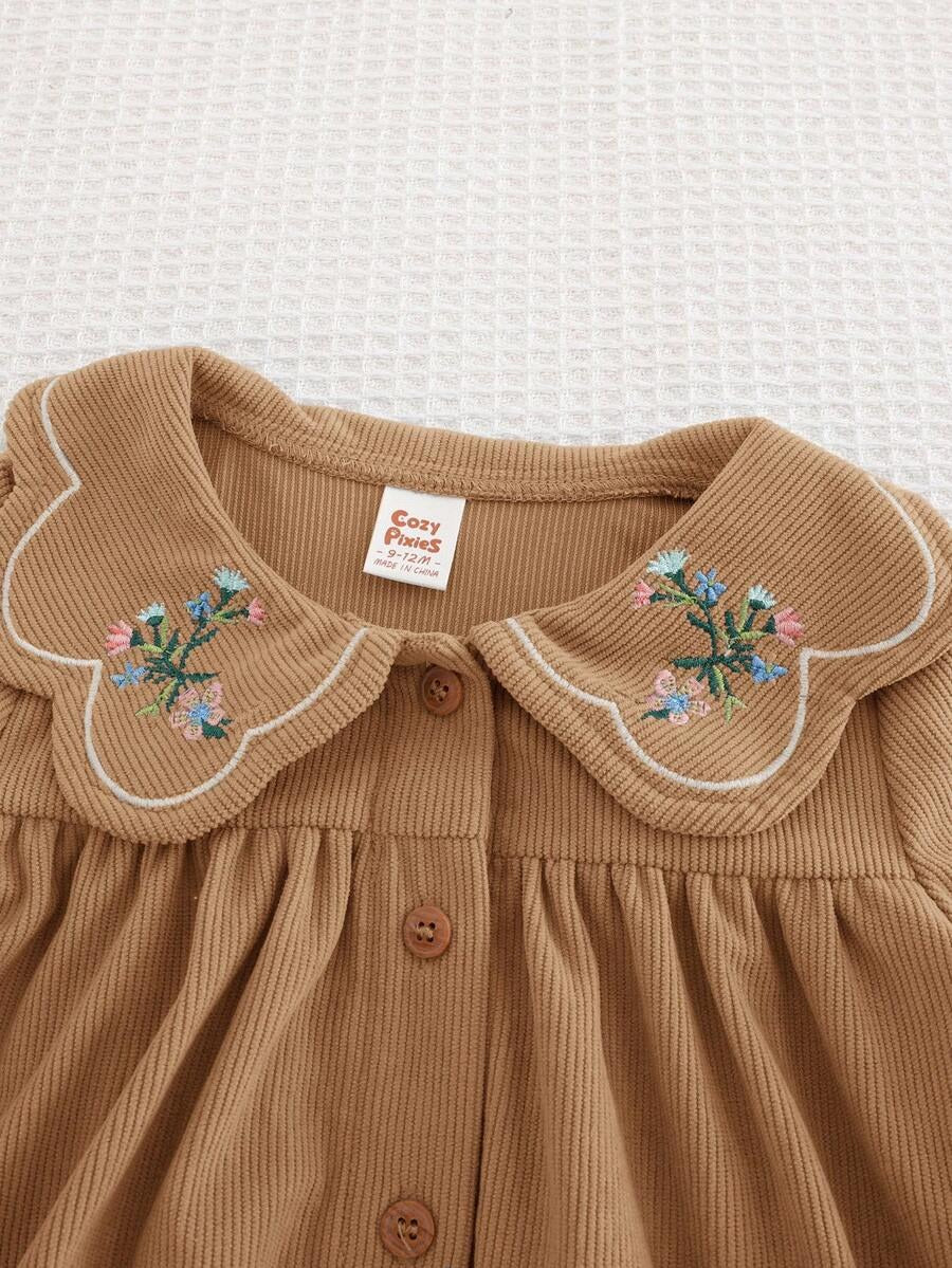 Floral Collared Long Sleeve kids Dress