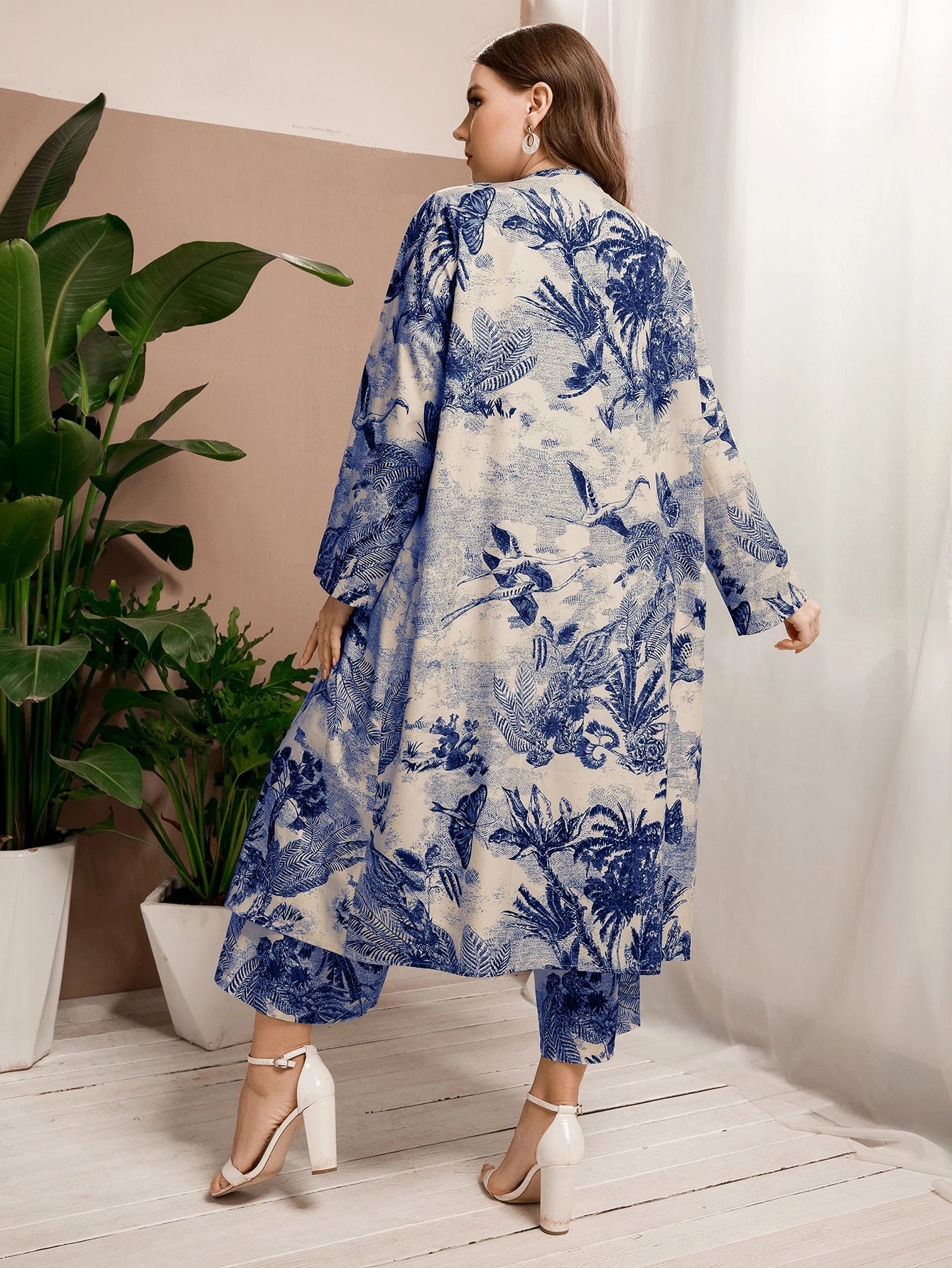 Tropical Print Duster Pants Set