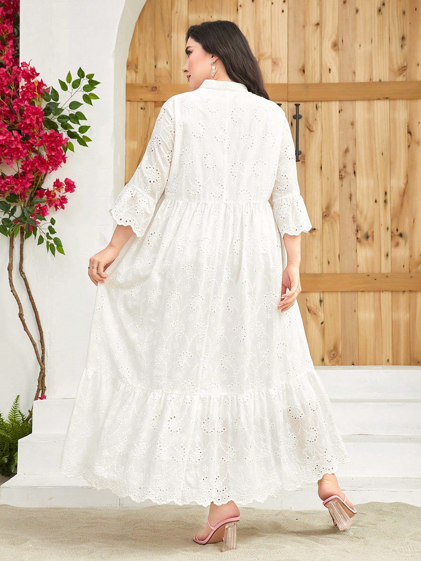 White Lace Eyelet Maxi Dress