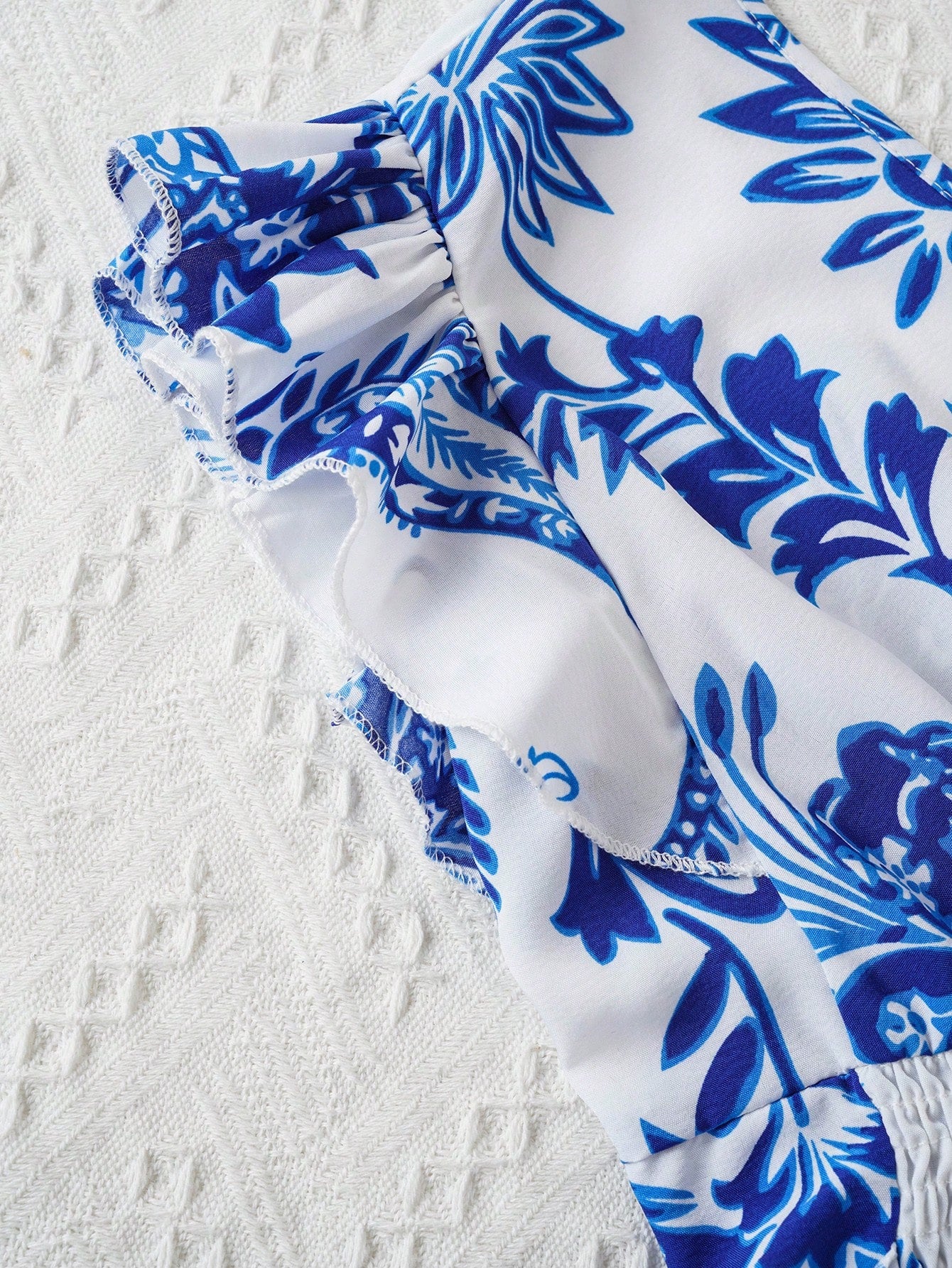 Polka Dot Shirred Ruffle Top