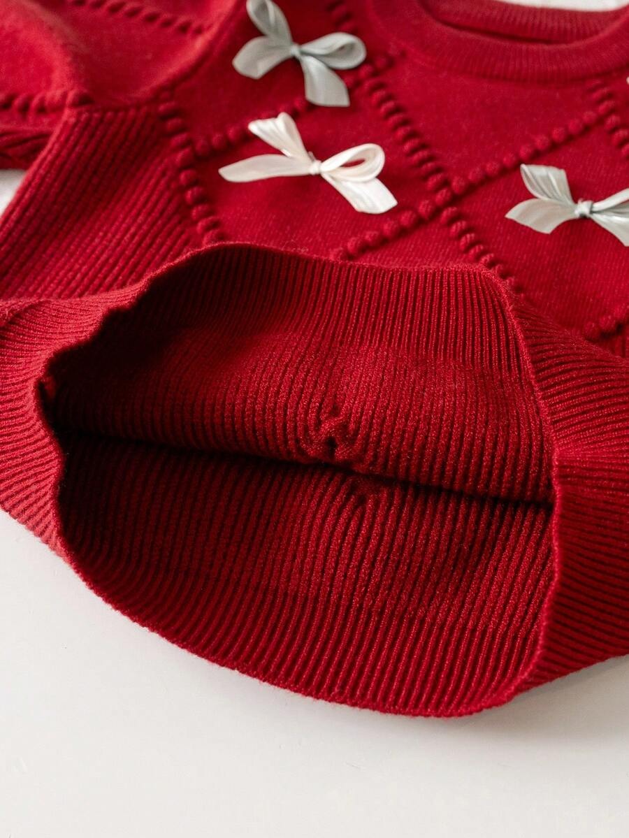 Bow Sweater Pleated Skirt Set