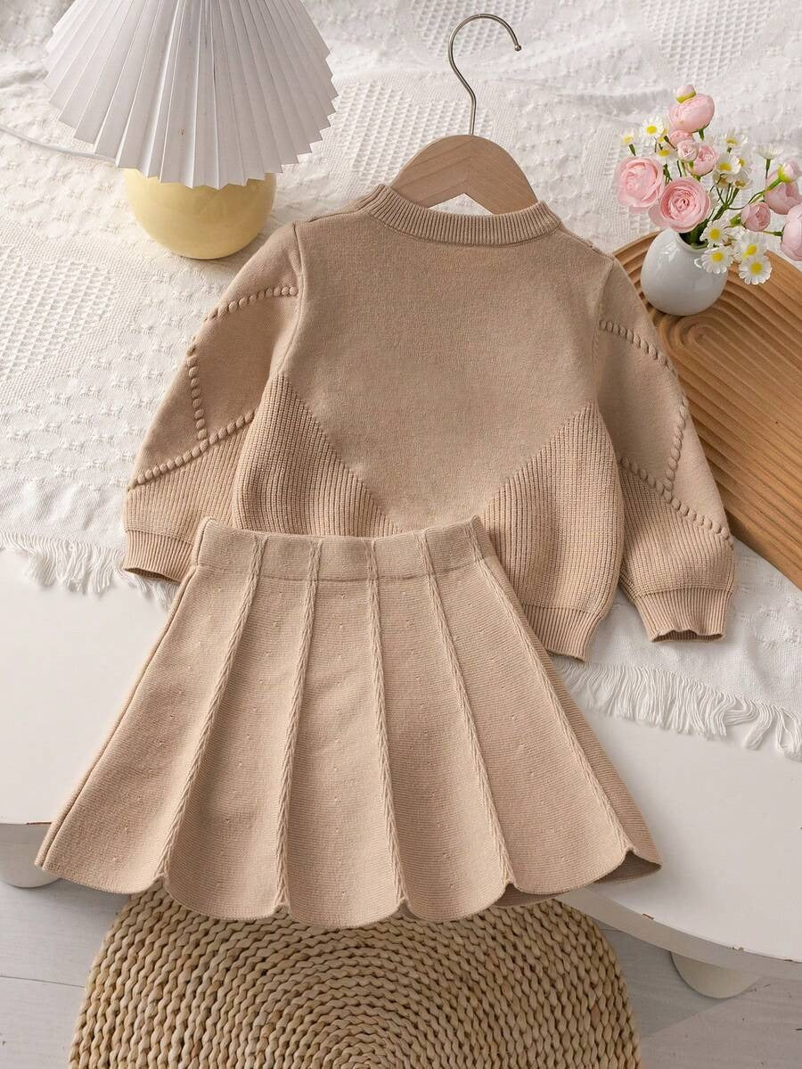 Bow Sweater Pleated Skirt Set