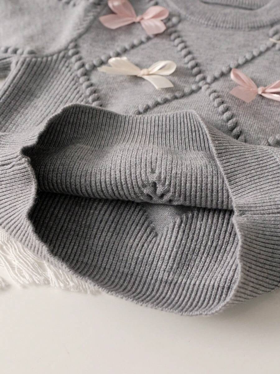 Bow Sweater Pleated Skirt Set