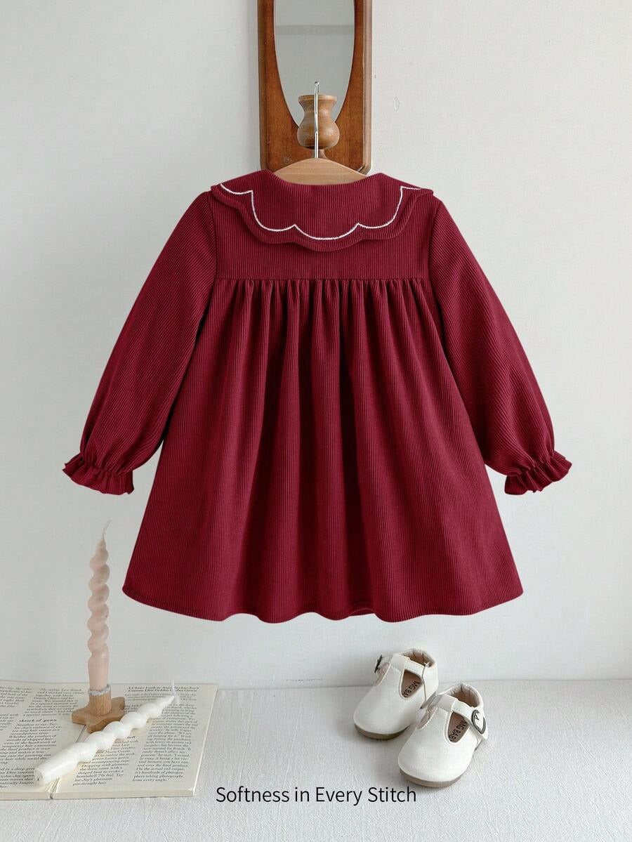 Floral Collared Long Sleeve kids Dress