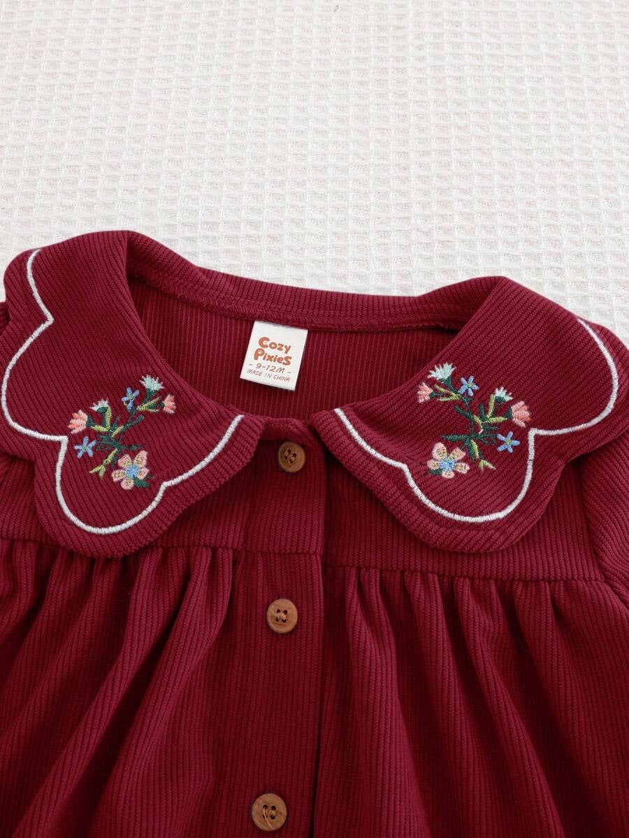 Floral Collared Long Sleeve kids Dress