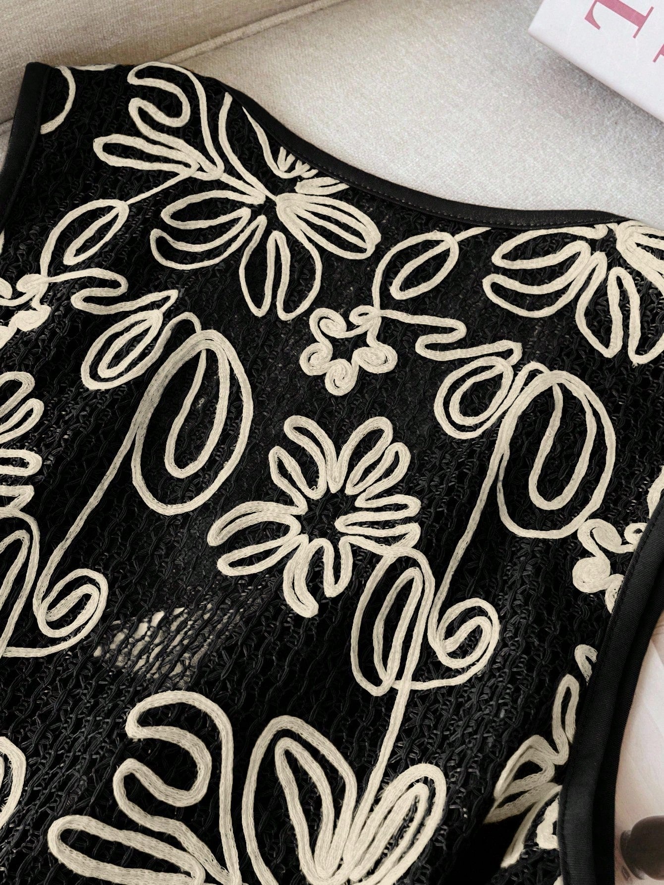 Floral Jacquard Tie-Front Camisole