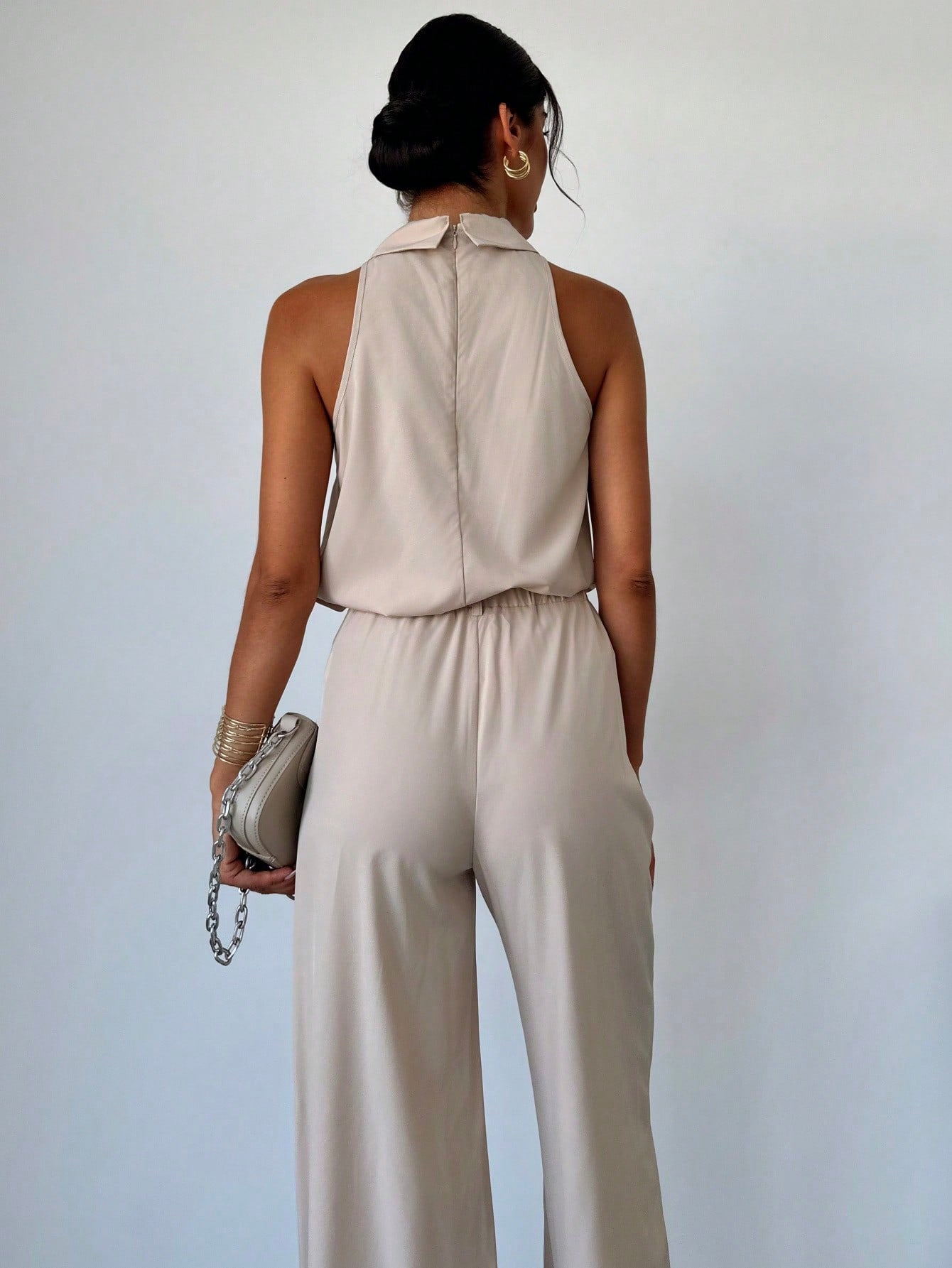 Ruffle Collar Wide Leg Set