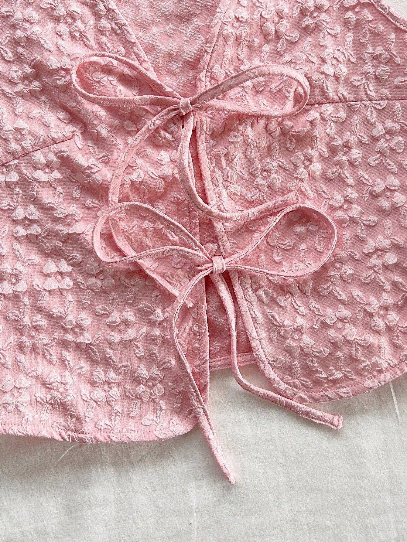 V-Neck Tie-Bow Casual Top