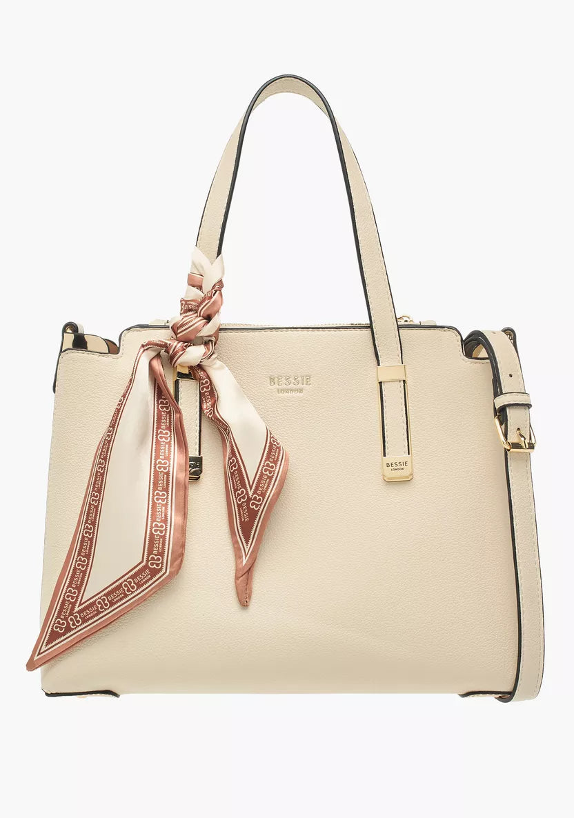 Bessie London Scarf Accent Tote Bag
