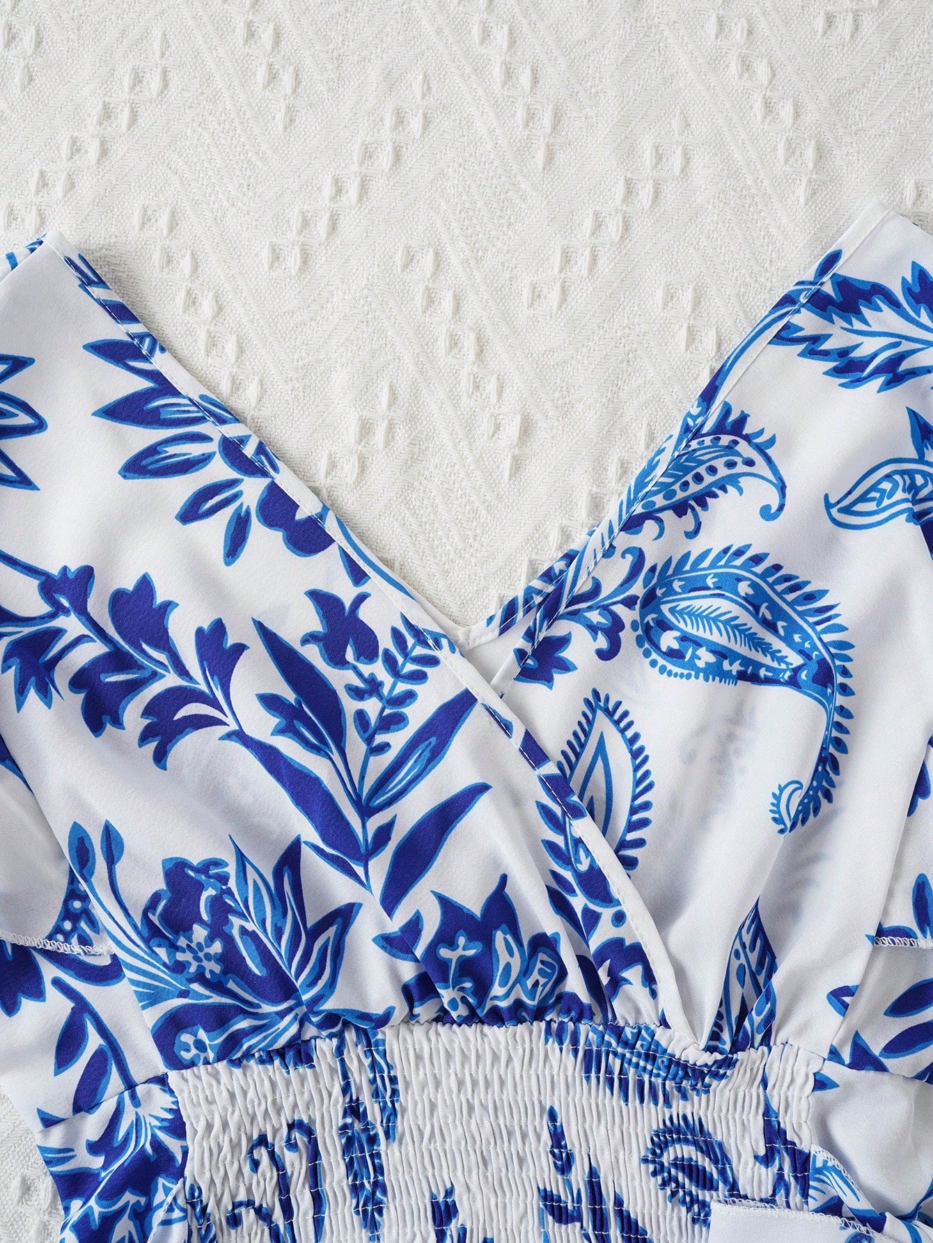 Polka Dot Shirred Ruffle Top