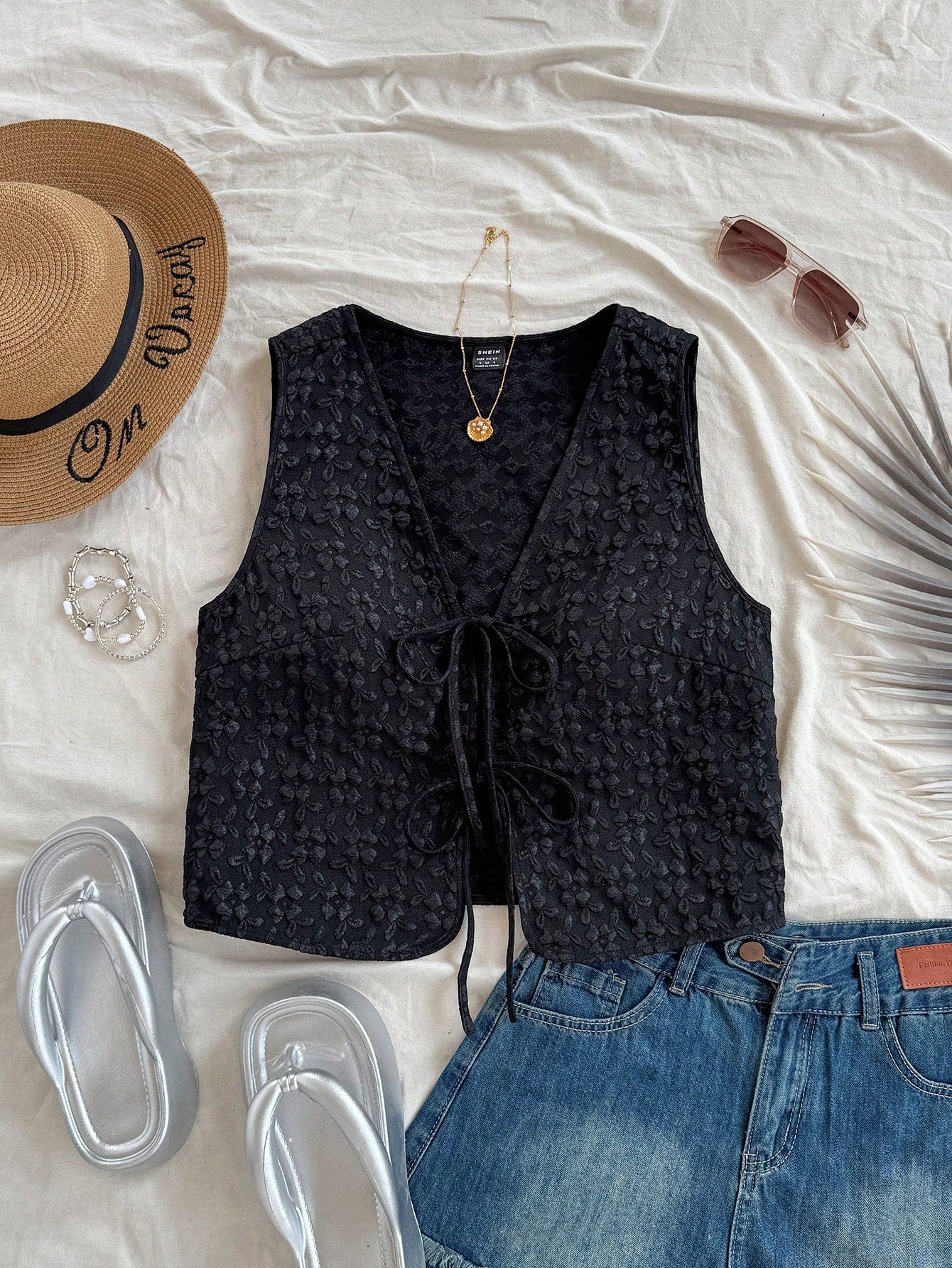 V-Neck Tie-Bow Casual Top