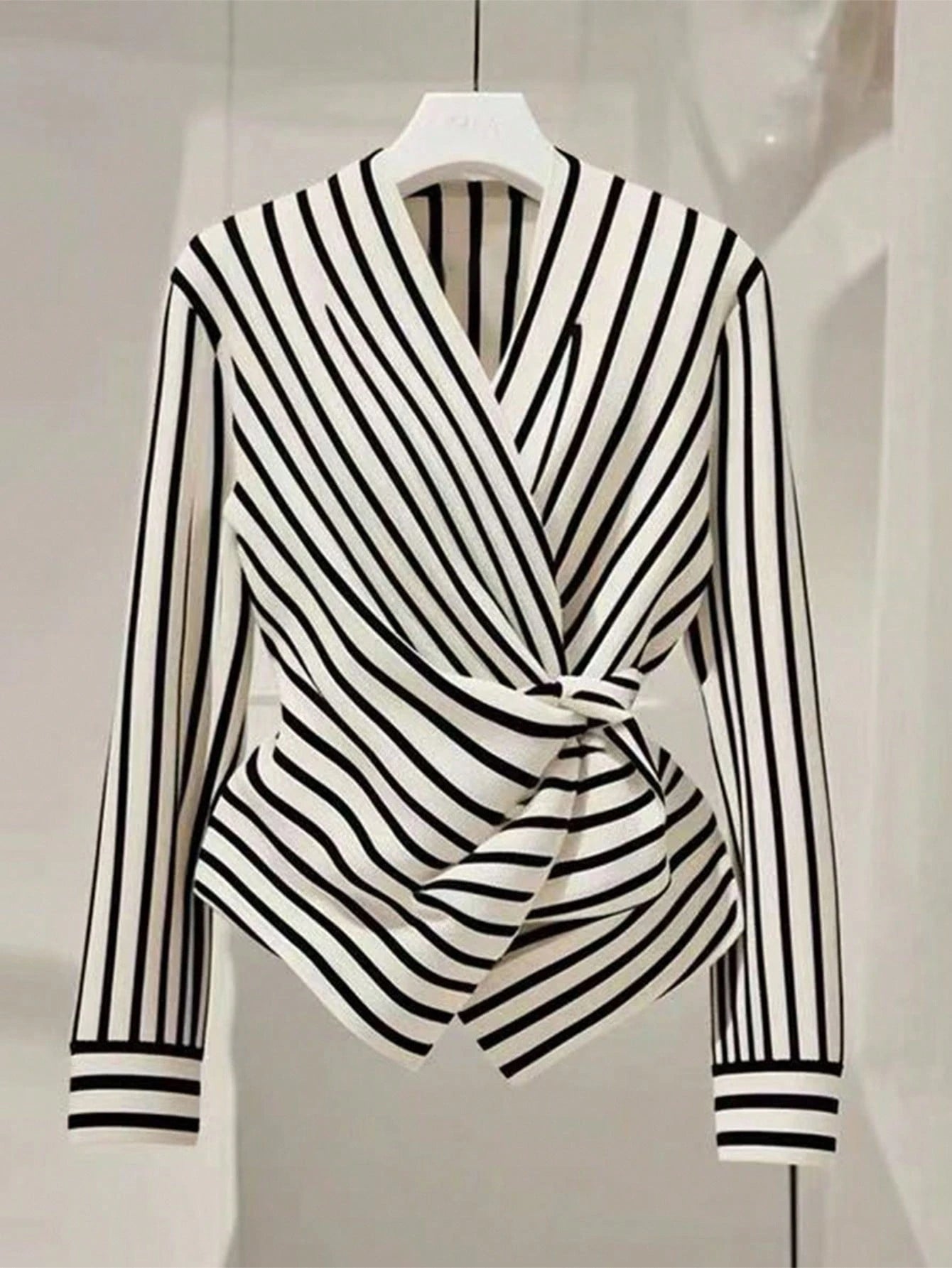 striped twist waist shirt, long sleeve striped shirt women, casual striped blouse Pakistan, shein striped shirt, trendy office shirt women, flattering twist waist top, chic women’s casual shirt, workwear blouse 2025, everyday striped shirt, stylish tops for women Pakistan