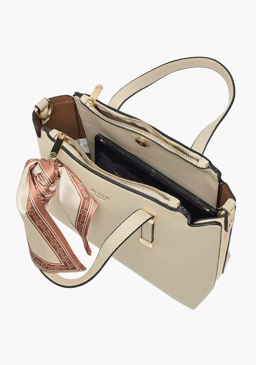 Bessie London Scarf Accent Tote Bag
