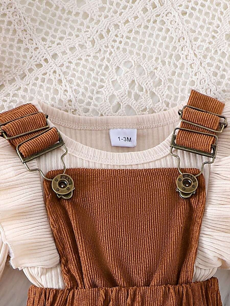 Corduroy Bib Skirt Romper Set