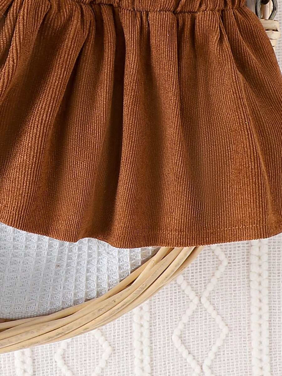 Corduroy Bib Skirt Romper Set