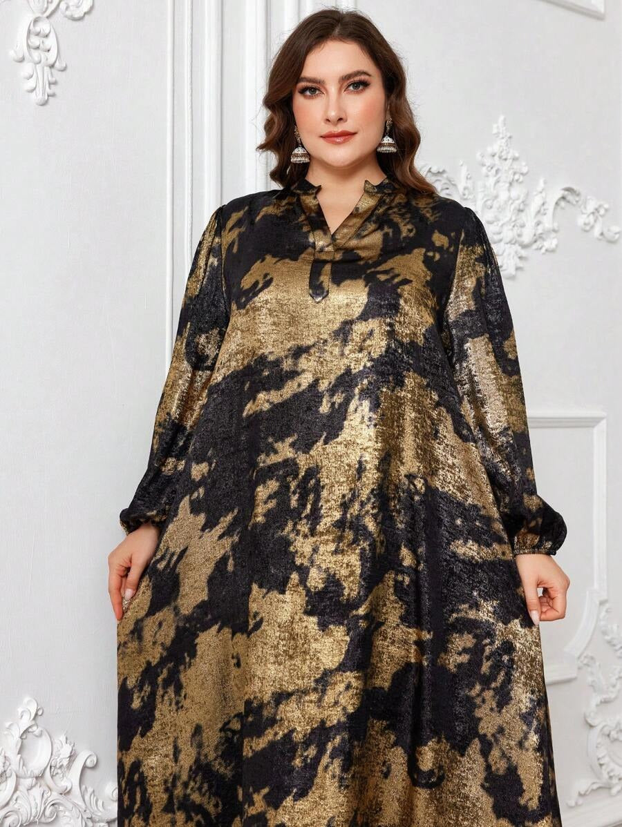 Hot Stamping Print Maxi Dress