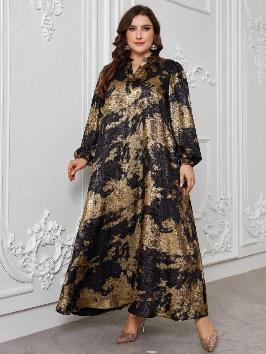 Hot Stamping Print Maxi Dress