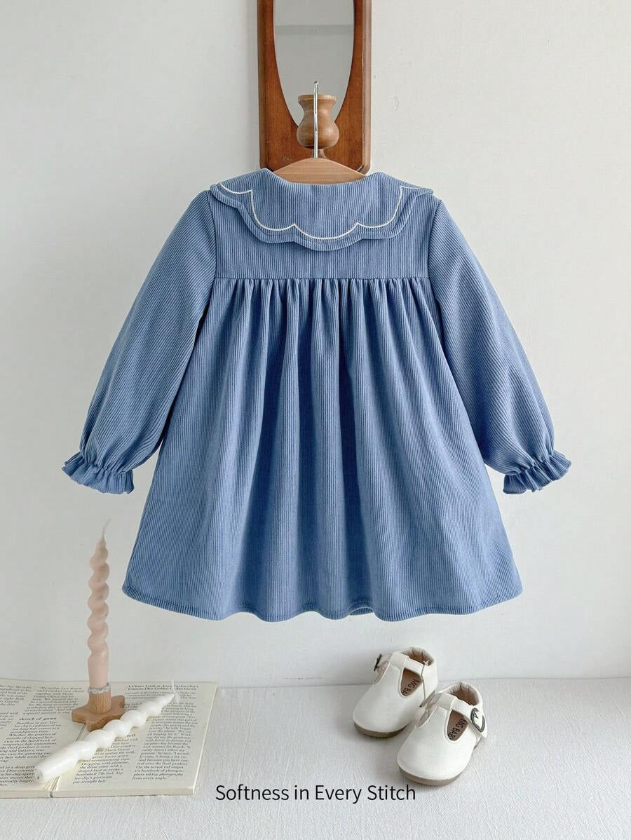 Floral Collared Long Sleeve kids Dress