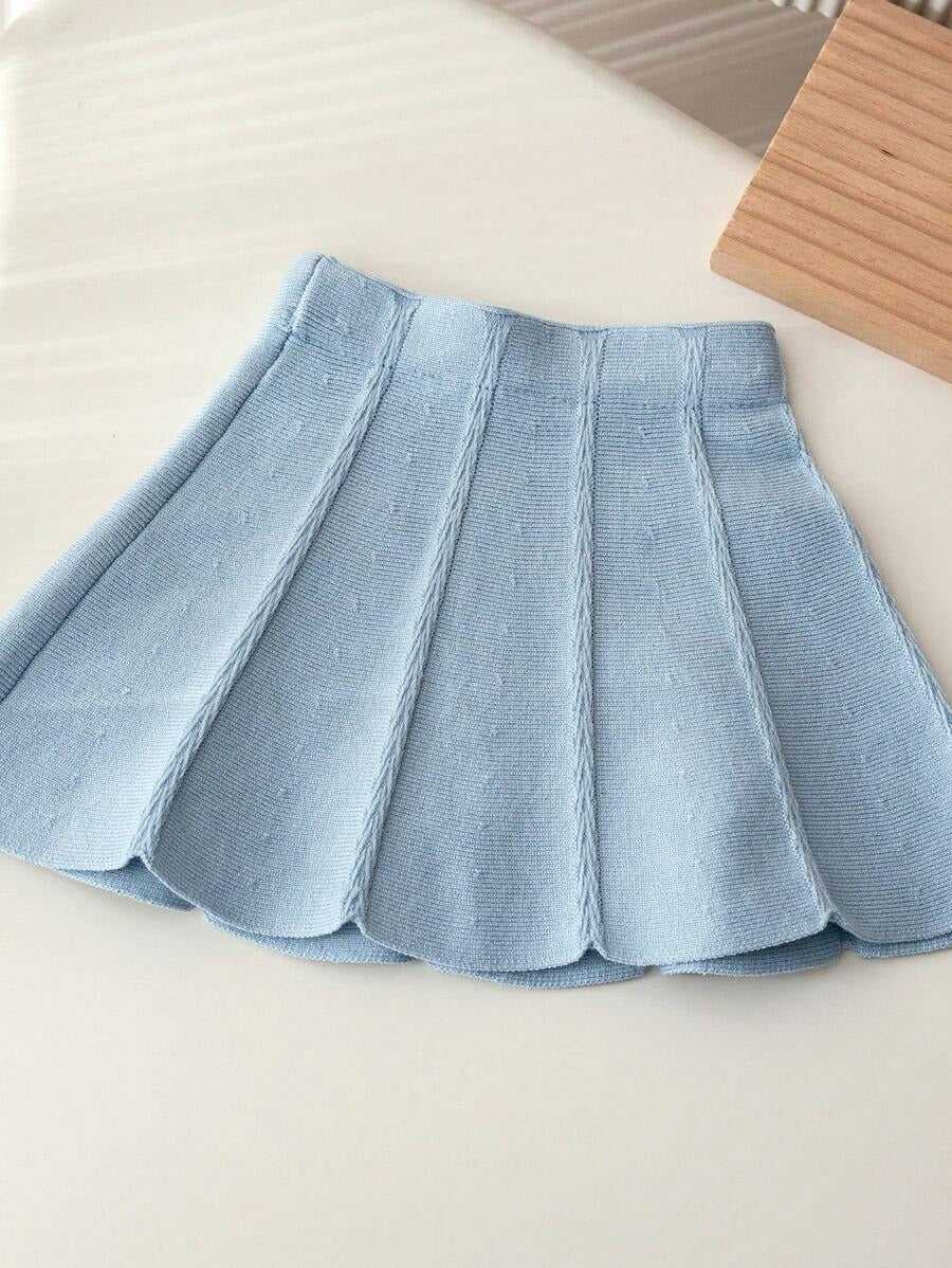 Bow Sweater Pleated Skirt Set