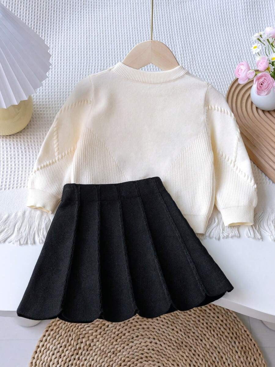 Bow Sweater Pleated Skirt Set