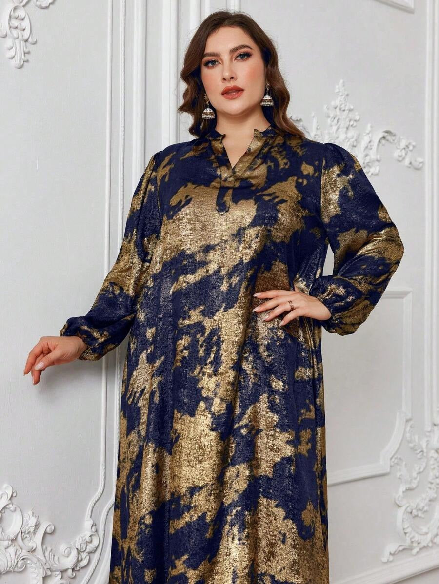 Hot Stamping Print Maxi Dress