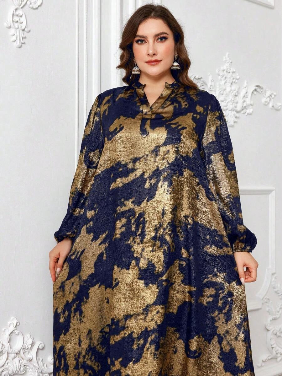 Hot Stamping Print Maxi Dress