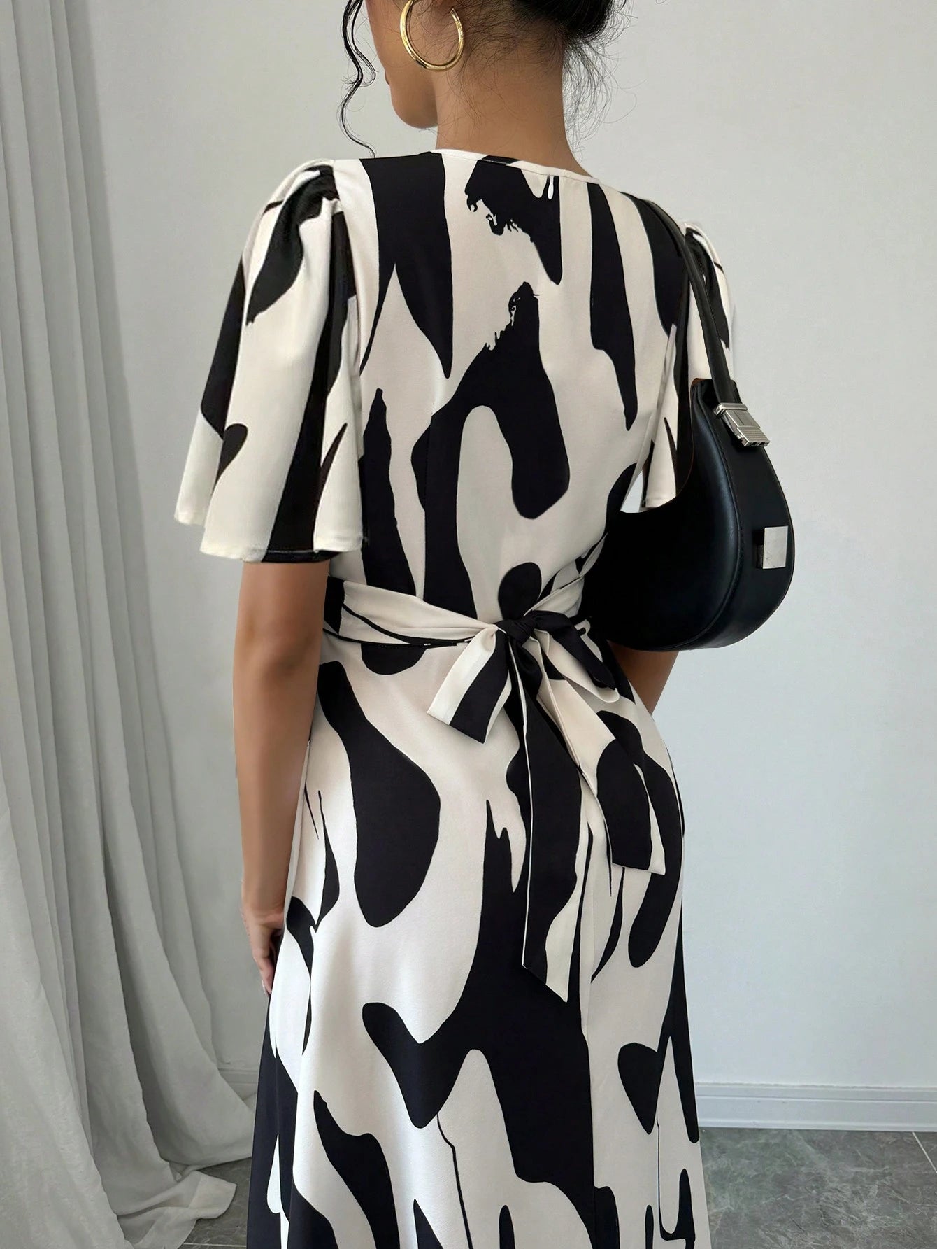 Black White Twist Knot Dress