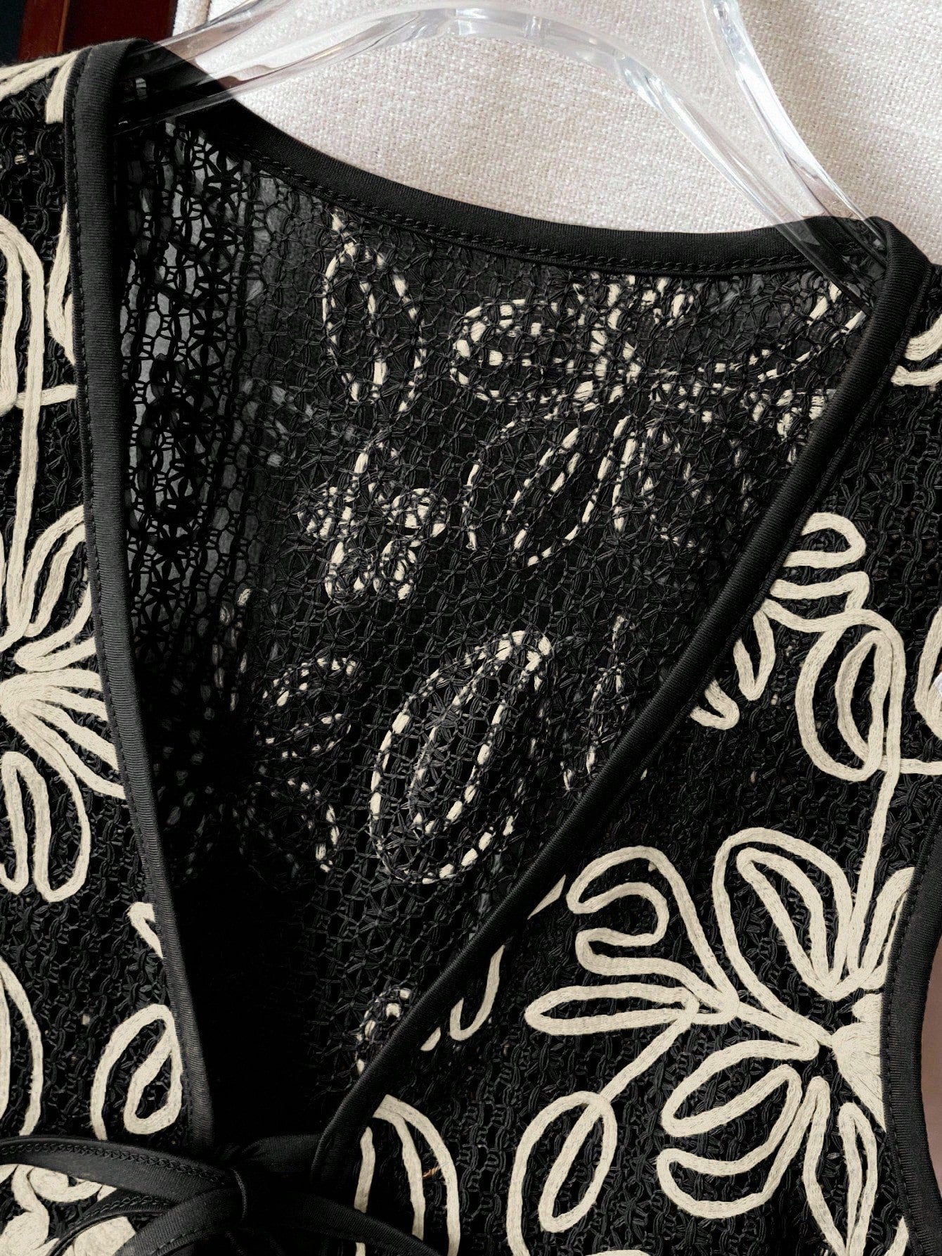 Floral Jacquard Tie-Front Camisole