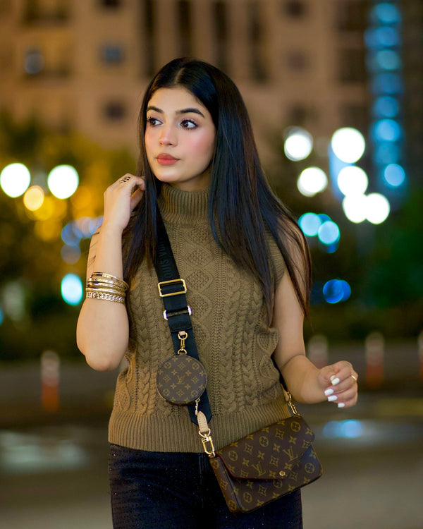 Laiba Khan Turtleneck Knitted Vest