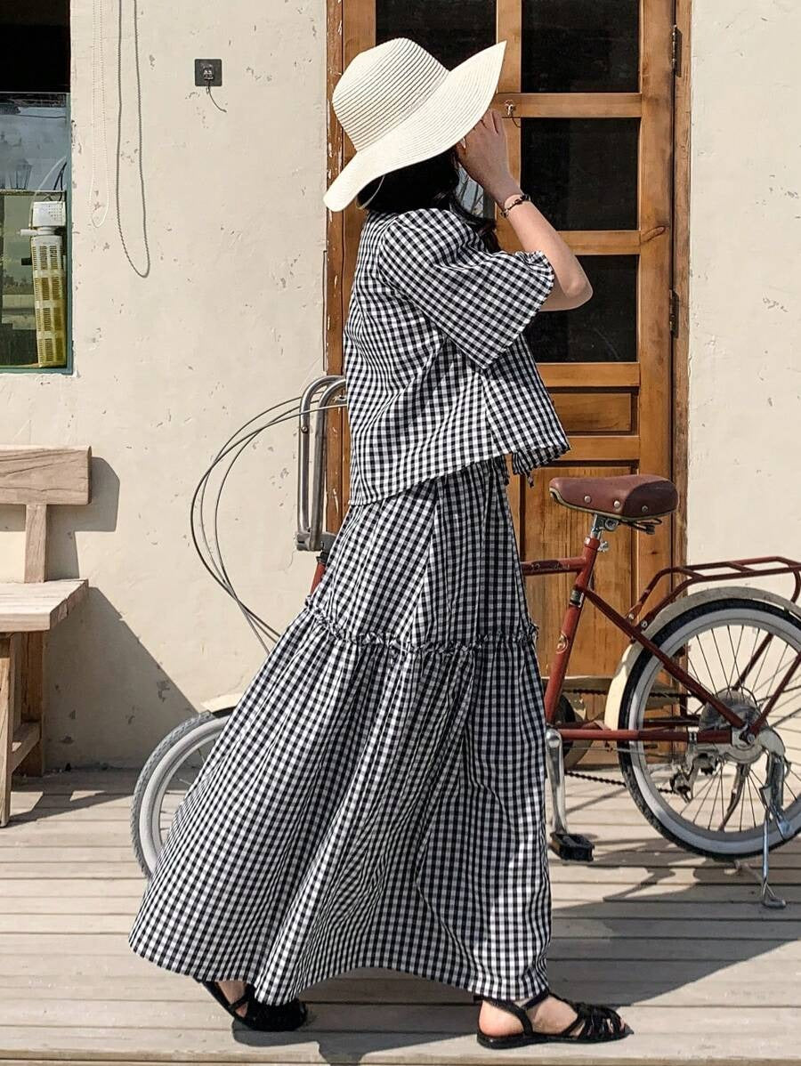 Puff Sleeve Top & Skirt Two Pc Set Ft. Kanwal Aftab