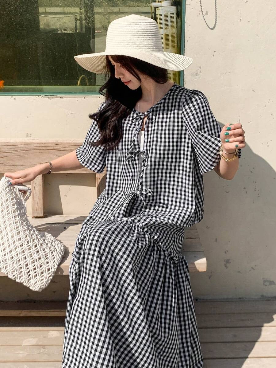 Puff Sleeve Top & Skirt Two Pc Set Ft. Kanwal Aftab