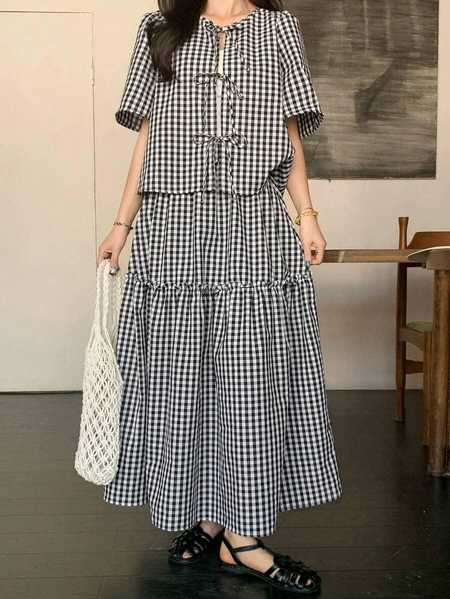 Puff Sleeve Top & Skirt Two Pc Set Ft. Kanwal Aftab