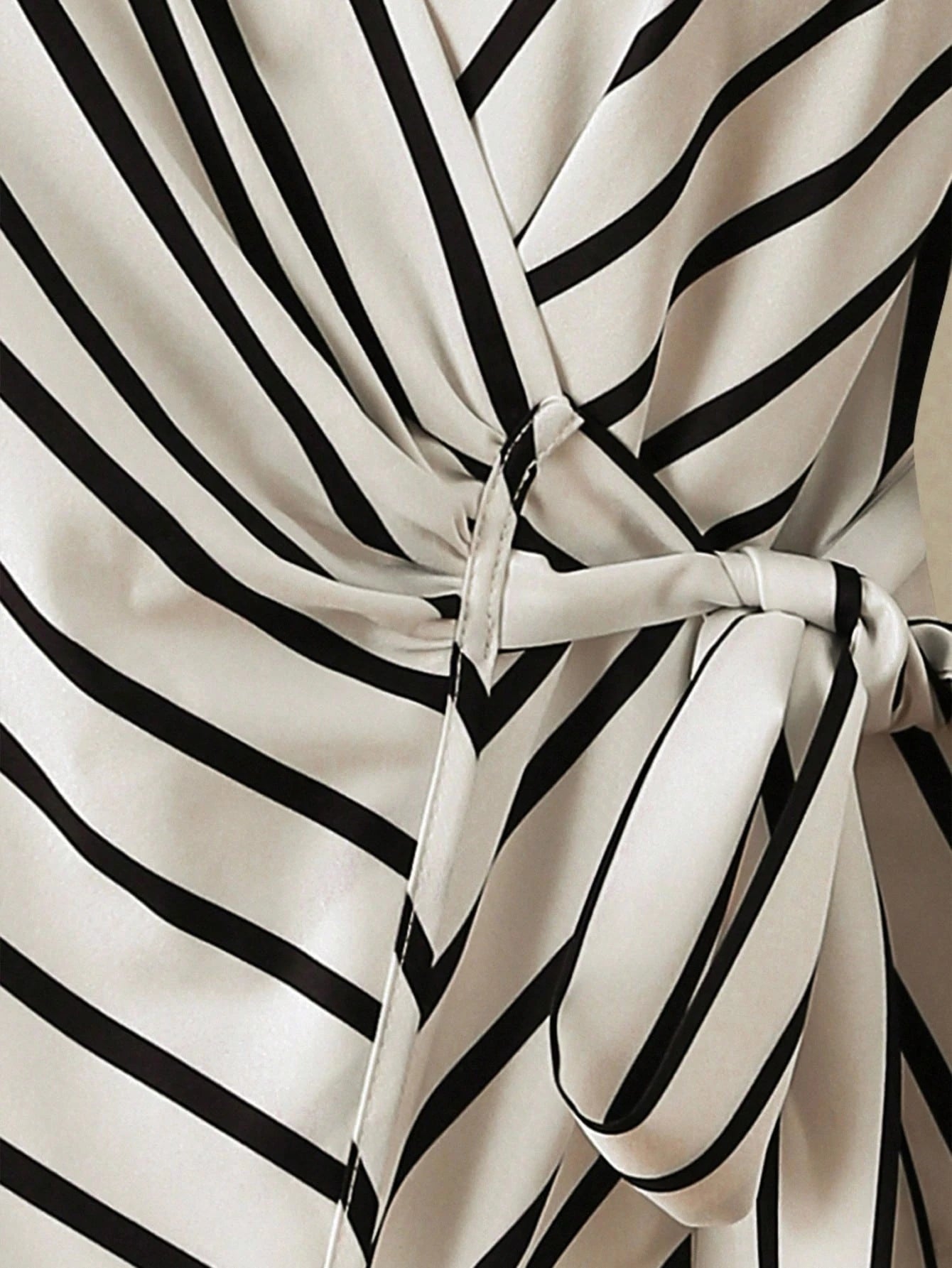 Striped Twist Waist Long Sleeve Shirt