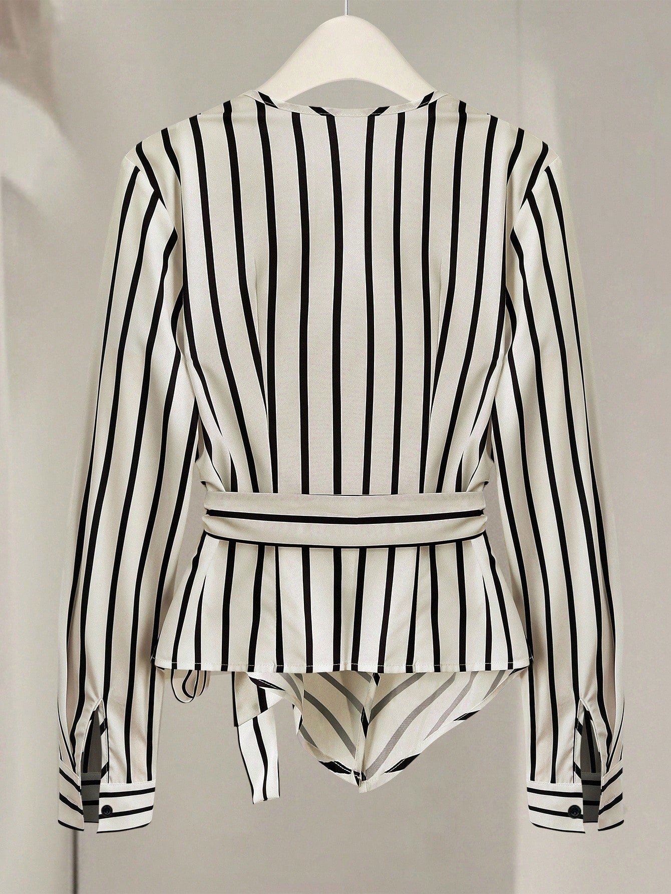 Striped Twist Waist Long Sleeve Shirt
