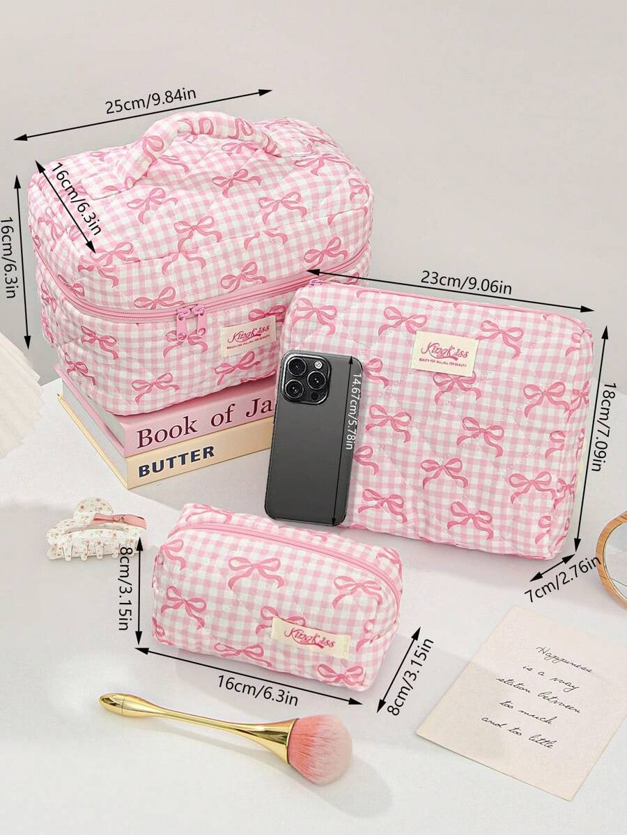 Corduroy Pink Floral Cosmetic Pouch
