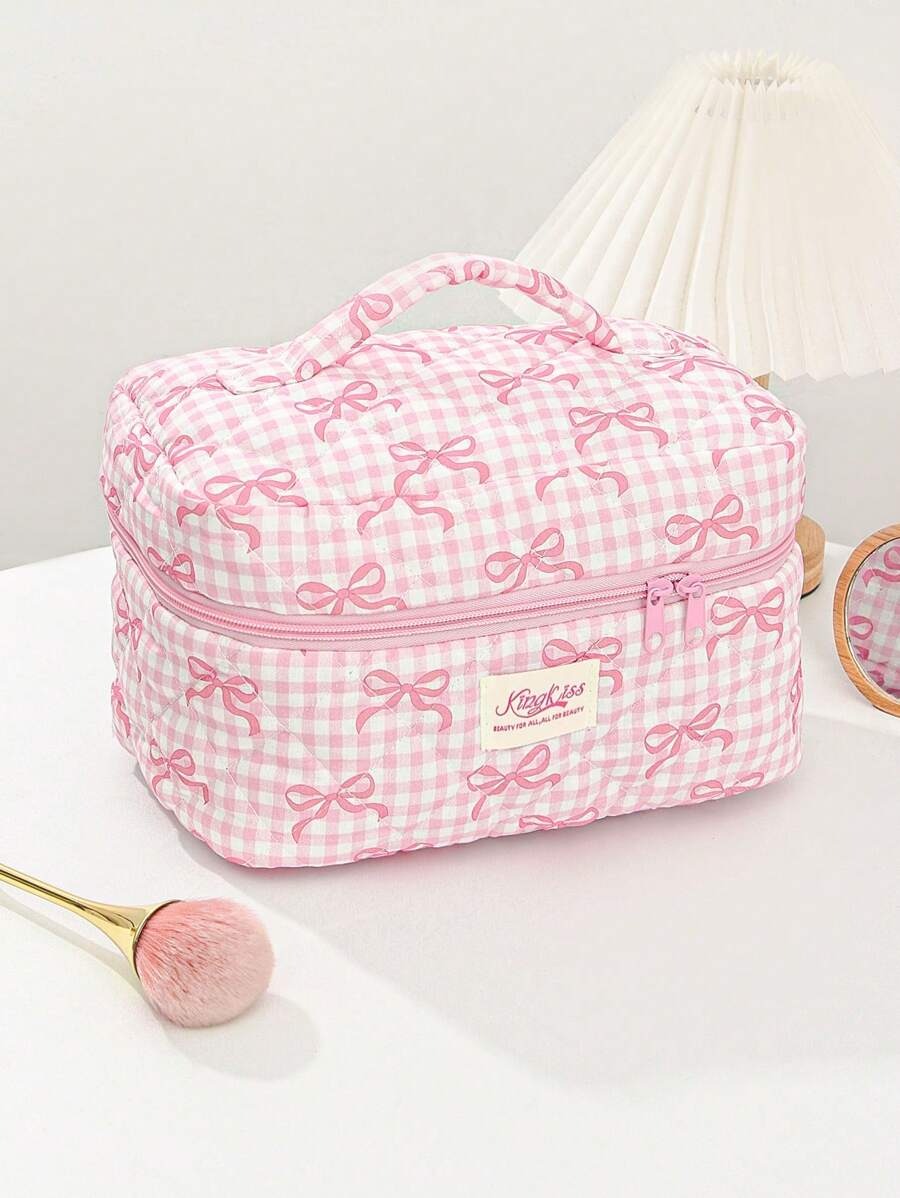Corduroy Pink Floral Cosmetic Pouch