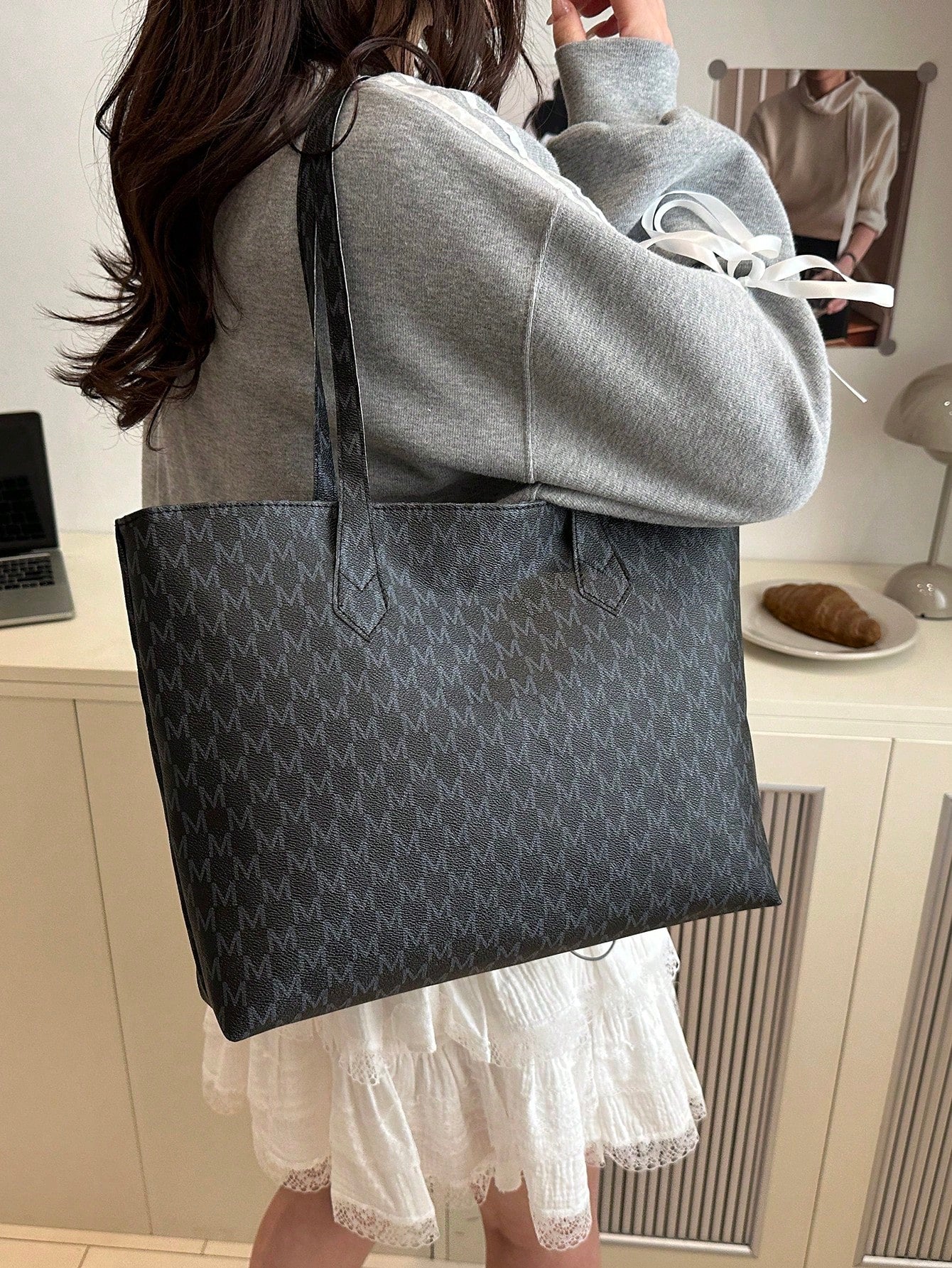 Black Monogram Classic Tote Bag