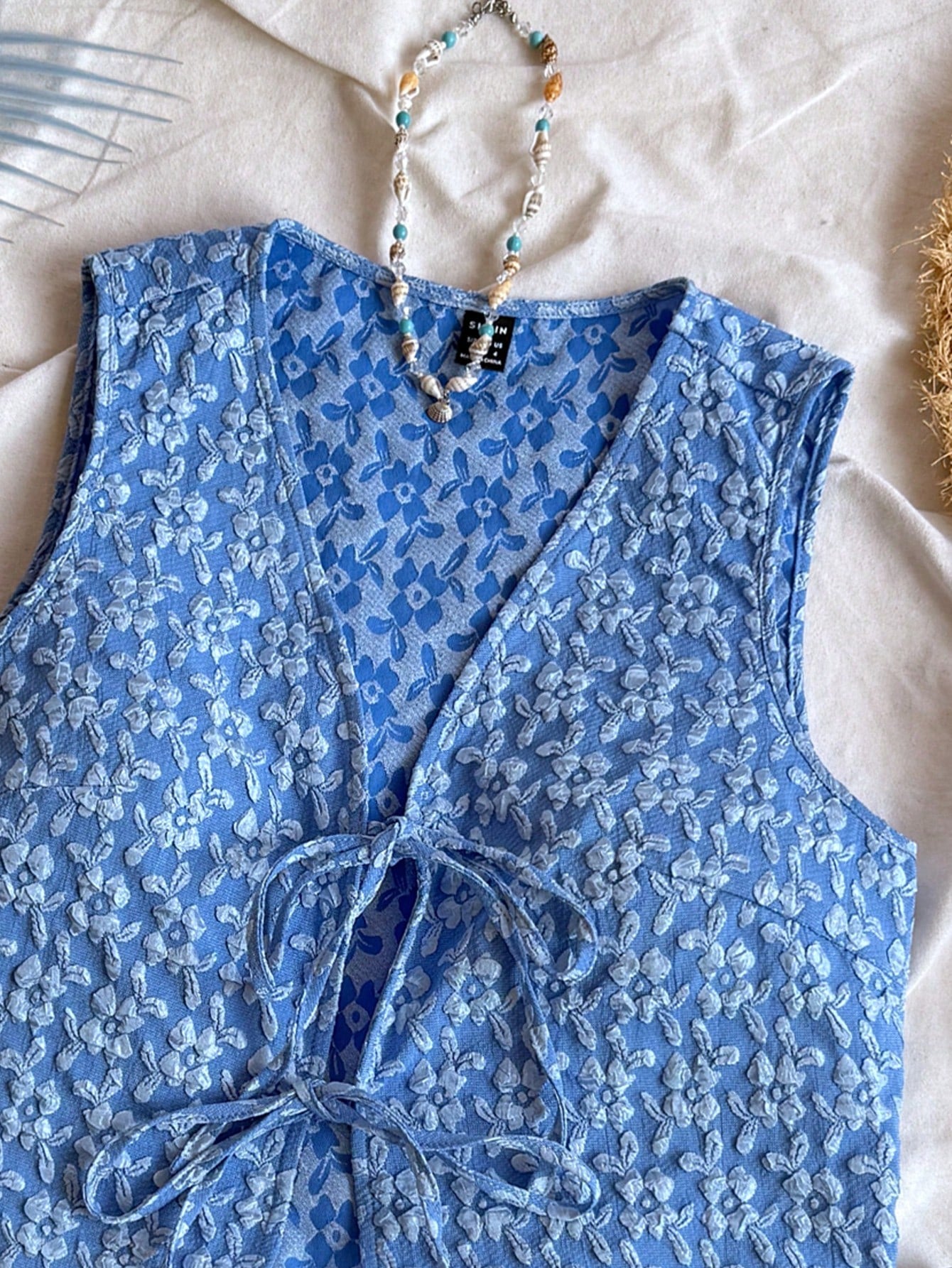 V-Neck Tie-Bow Casual Top