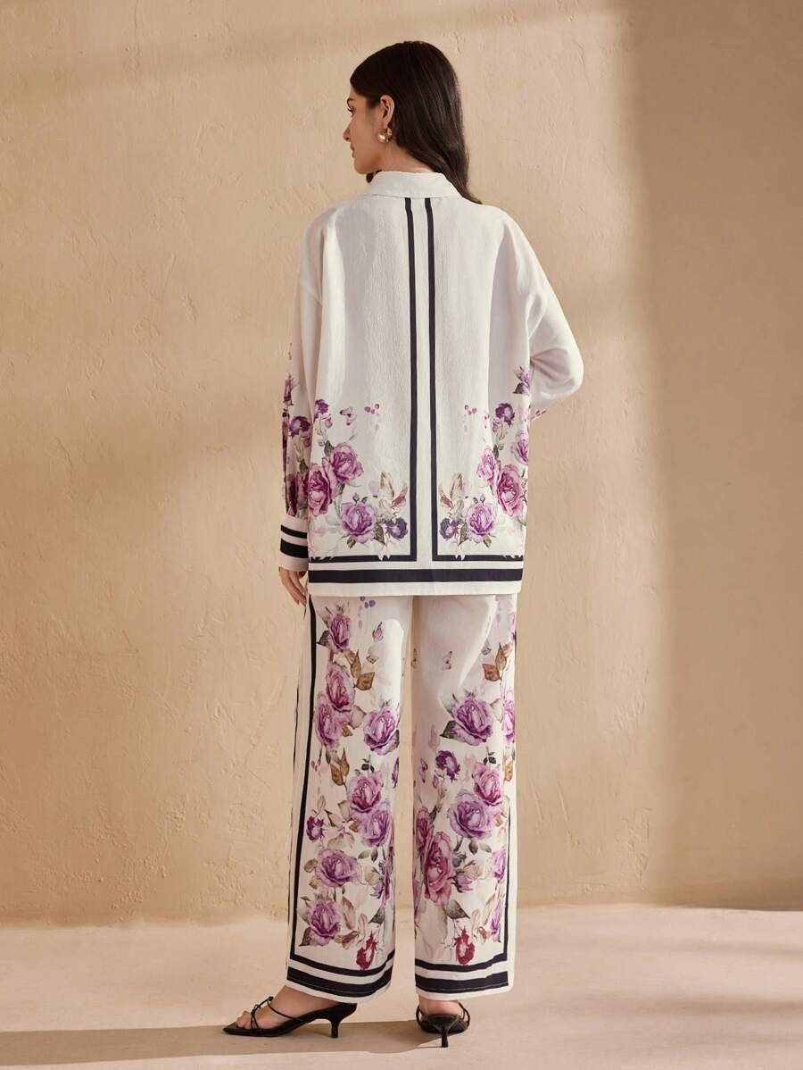 Floral Long Sleeve Pants Set