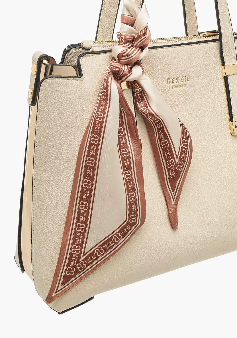 Bessie London Scarf Accent Tote Bag